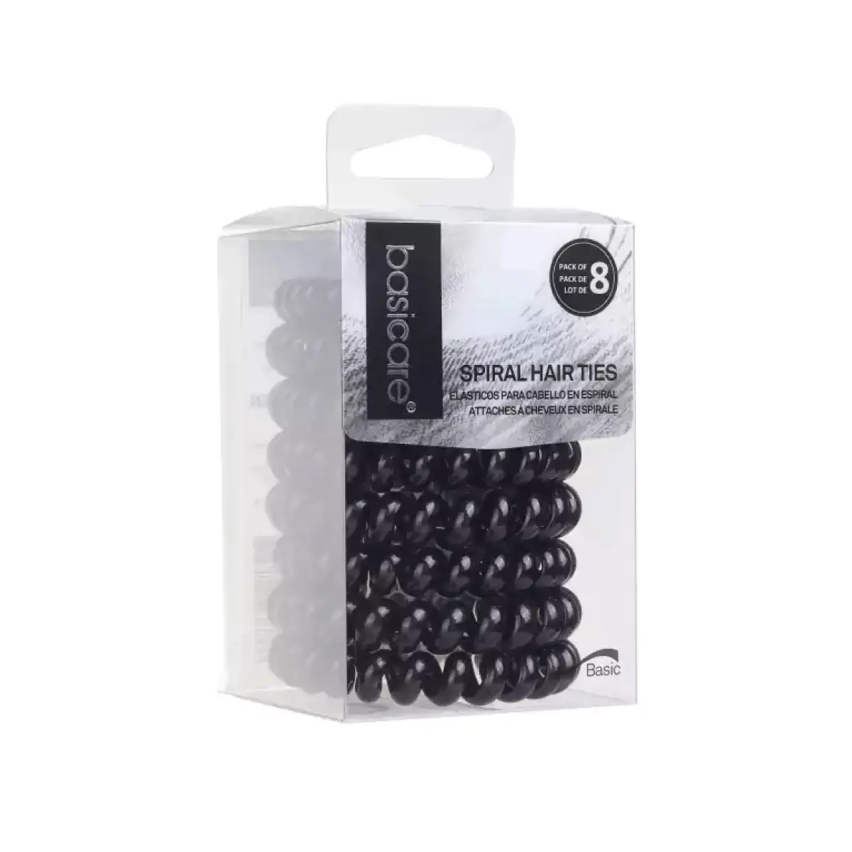 BASICARE COLITAS DE PELO ESPIRAL NEGRAS X8