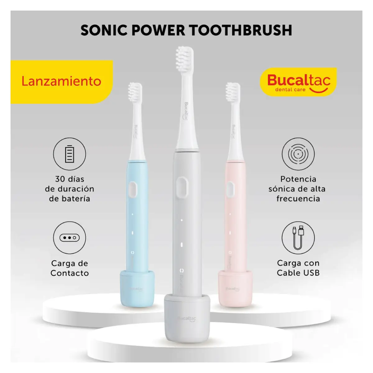 BUCAL TAC CEPILLO DENTAL ELECTRICO SONIC POWER TOOTHBRUSH AZUL 