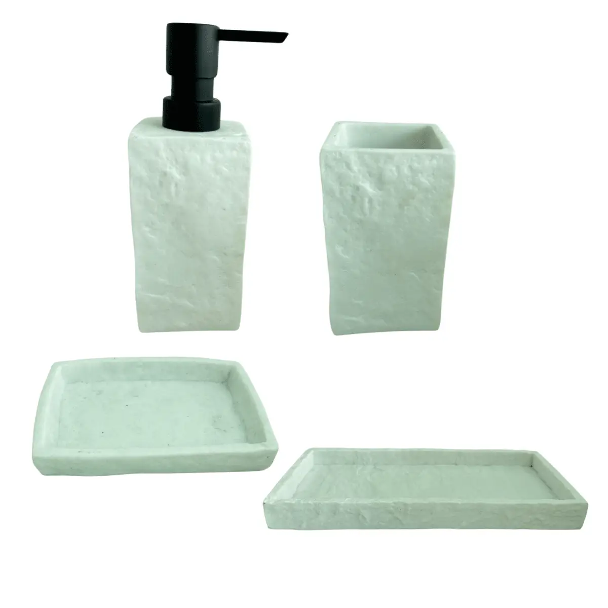 BUNGUIS SET BLANCO JABONERA+DISPENSER+VASO PORTA CEPILLOS+BANDEJA 