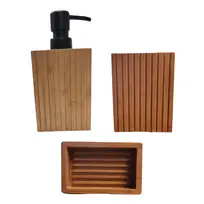 BUNGUIS SET JABONERA+DISPENSER+VASO PORTA CEPILLOS DE BAMBOO