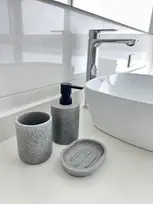 BUNGUIS SET JABONERA+DISPENSER+VASO PORTA CEPILLOS GRIS