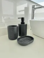 BUNGUIS SET JABONERA+DISPENSER+VASO PORTA CEPILLOS NEGRO
