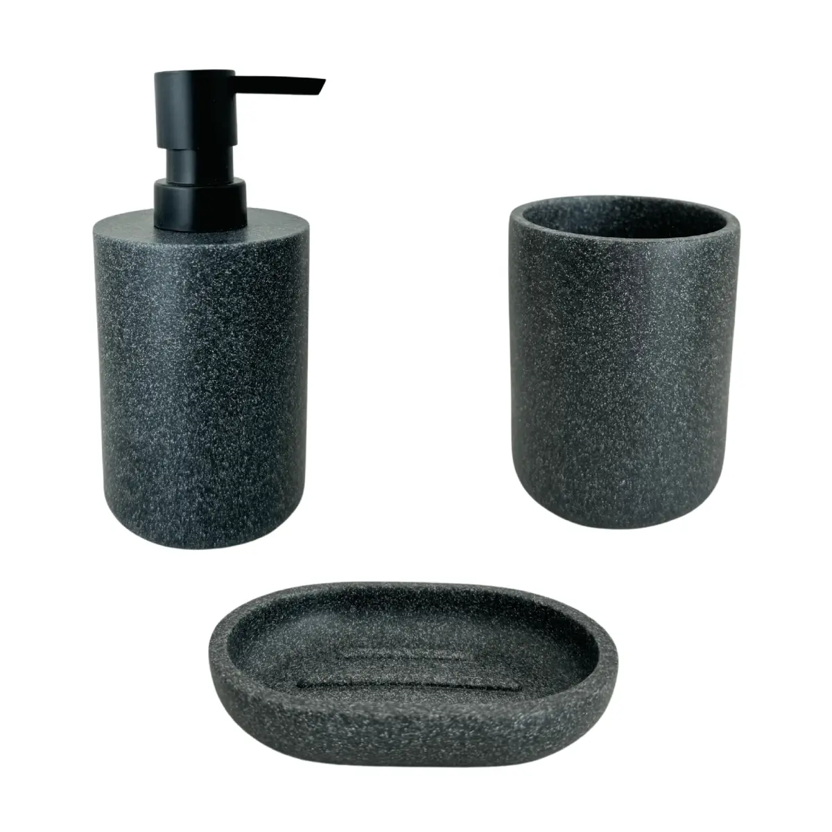 BUNGUIS SET JABONERA+DISPENSER+VASO PORTA CEPILLOS NEGRO