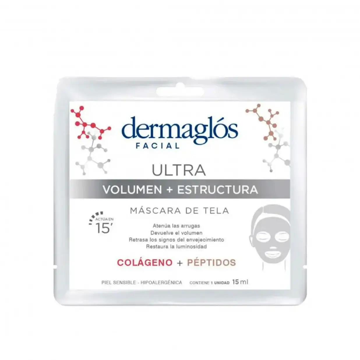 DERMAGLOS MÁSCARA FACIAL TELA ULTRA VOLUMEN X 15 ML