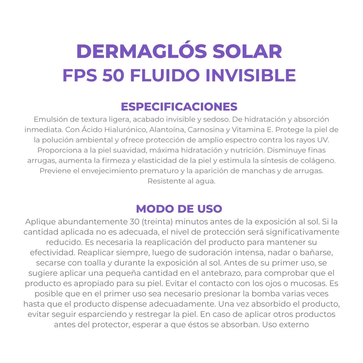 DERMAGLOS SOLAR F50 X50 FLUIDO INVISIBLE