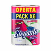 ELEGANTE PAPEL HIGIÉNICO X6 X30M HOJA SIMPLE ALOE