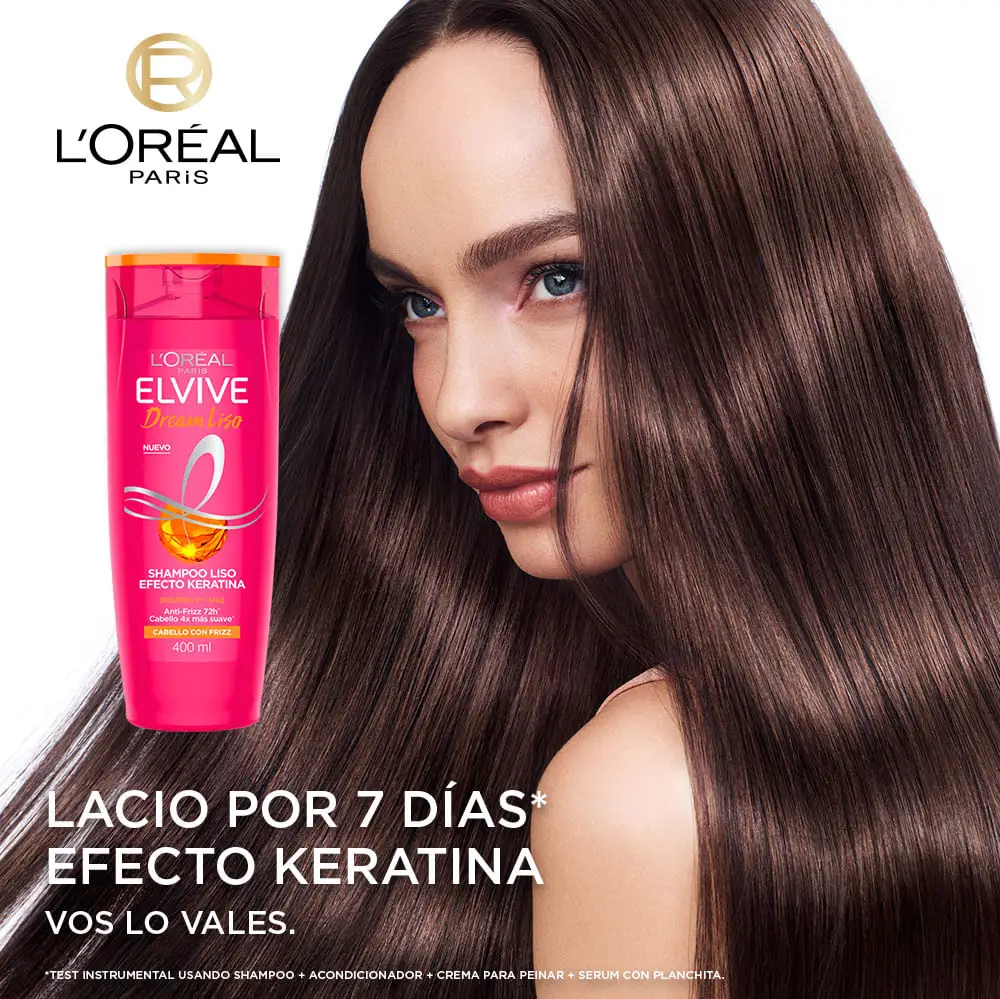 ELVIVE SHAMPOO DREAM LISO EFECTO KERATINA X400 ML.