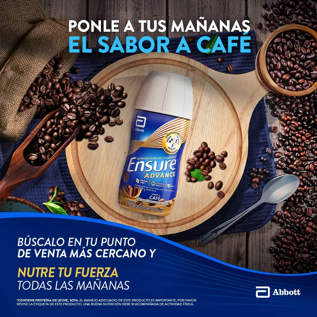 ENSURE ADVANCE BEBIBLE SUPLEMENTO SABOR CAFE x220 ML.
