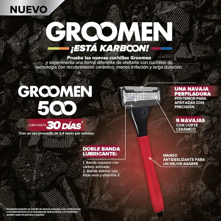 GROOMEN 500 MAQUINA DE AFEITAR 5 FILOS + 2 CARTUCHOS 