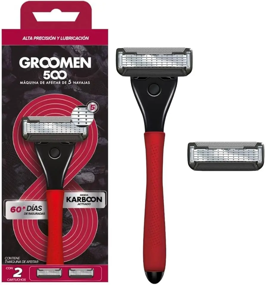 GROOMEN 500 MAQUINA DE AFEITAR 5 FILOS + 2 CARTUCHOS 