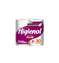 HIGIENOL PAPEL HIGIENICO DOBLE HOJA PLUS X4U 30M