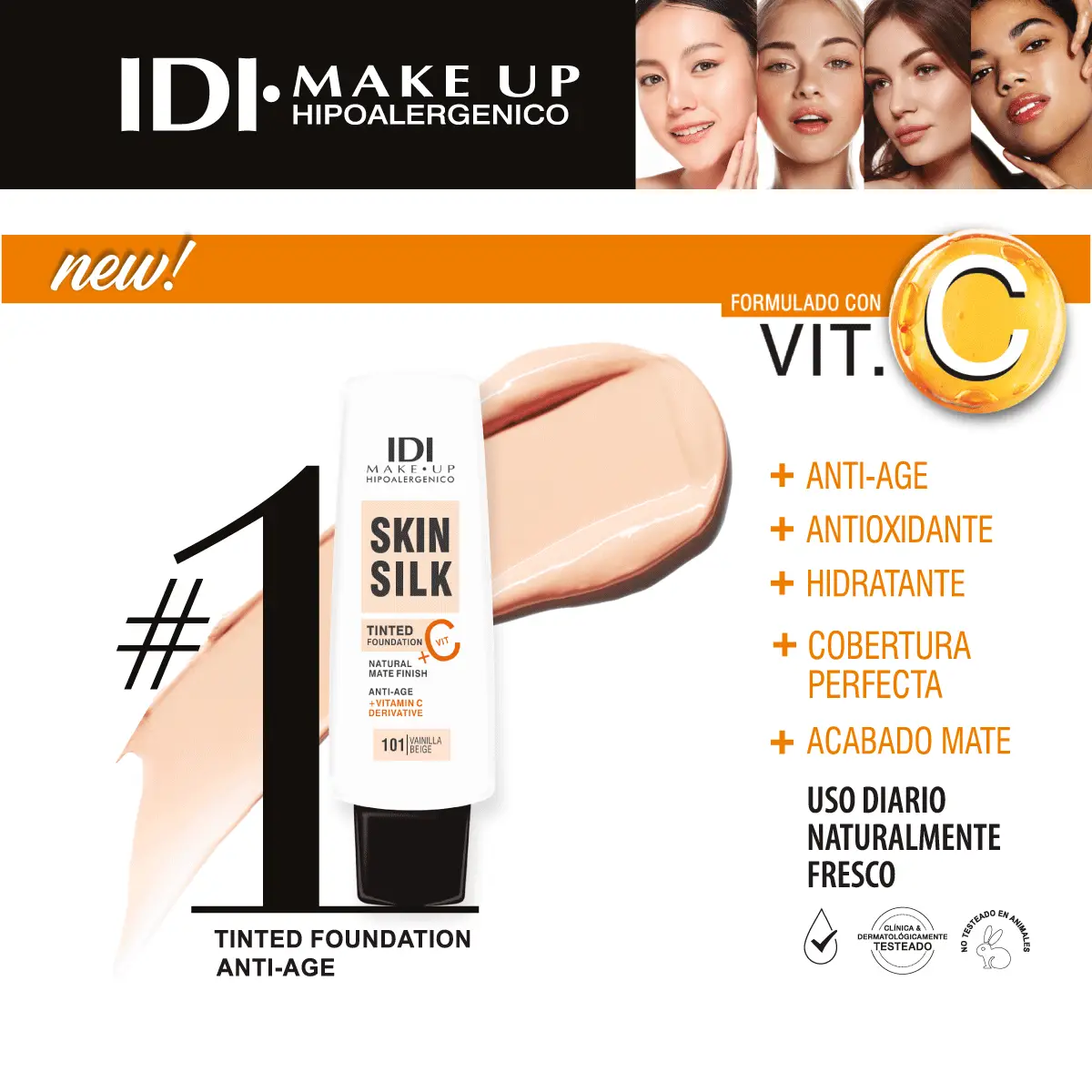 IDI MAKE UP TINTED FOUNDATION VIT. C 101 