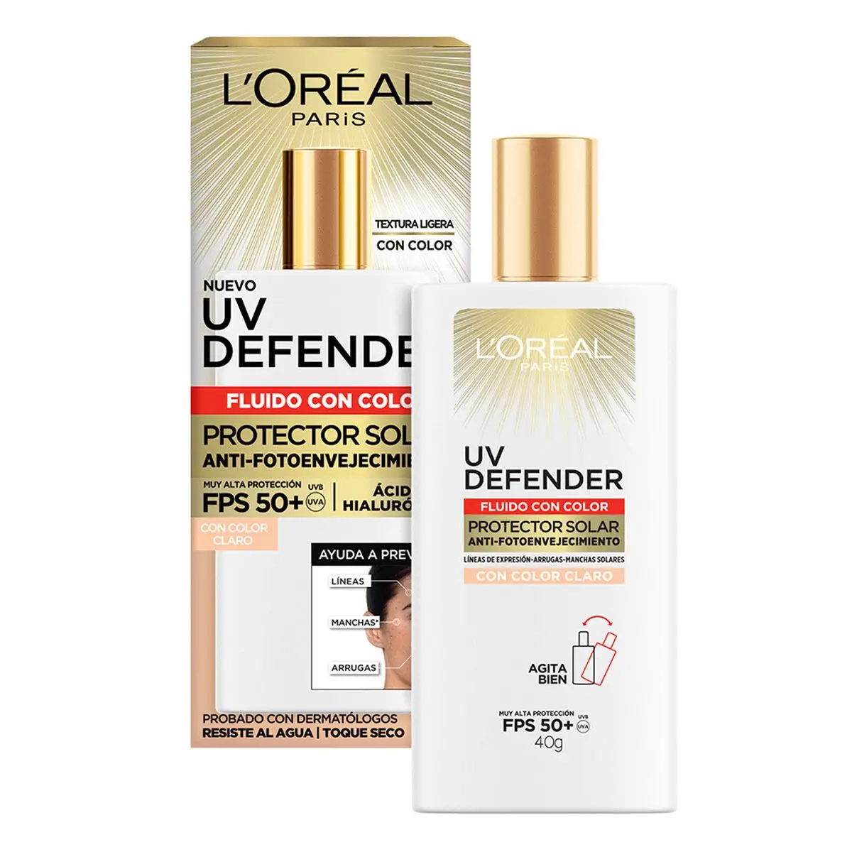 LOREAL UV DEFENDER FLUIDO INVISIBLE X40G TONO CLARO