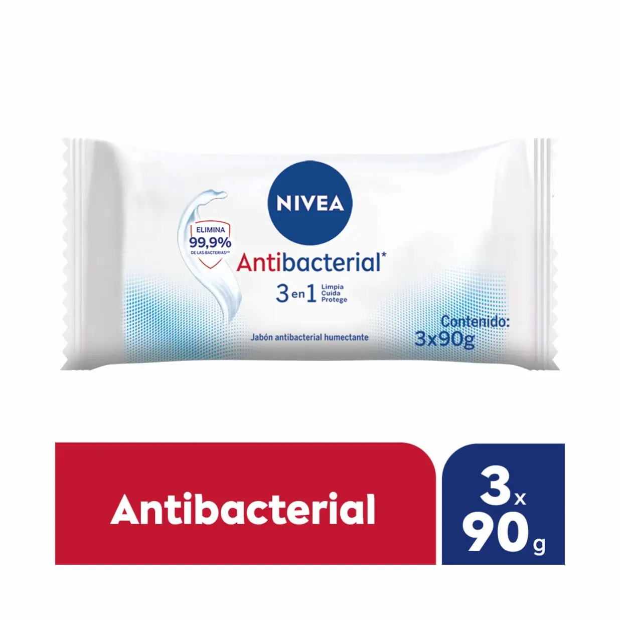 NIVEA JABON 3X90 ANTIBACTERIAL 3EN1 