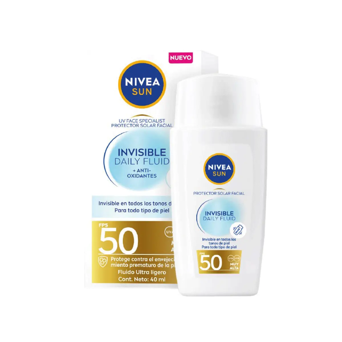 NIVEA SUN FPS 50 FACIAL INVICIBLE DAILY FLUIDO X40ML.