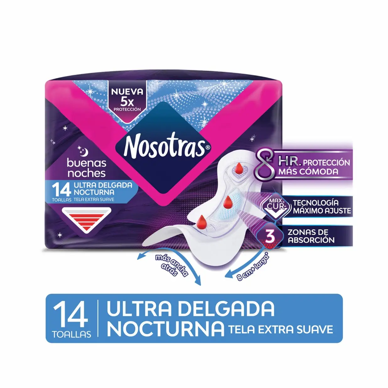NOSOTRAS TOALLA BUENAS NOCHES DELGADAS NOCTURNAS X14 