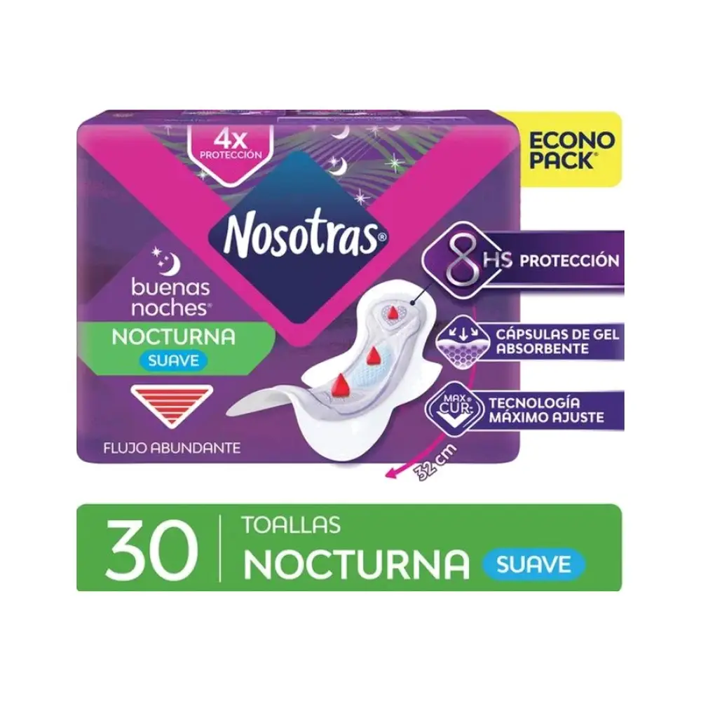 NOSOTRAS TOALLA NOCTURNA SUAVE NATURAL X30UN