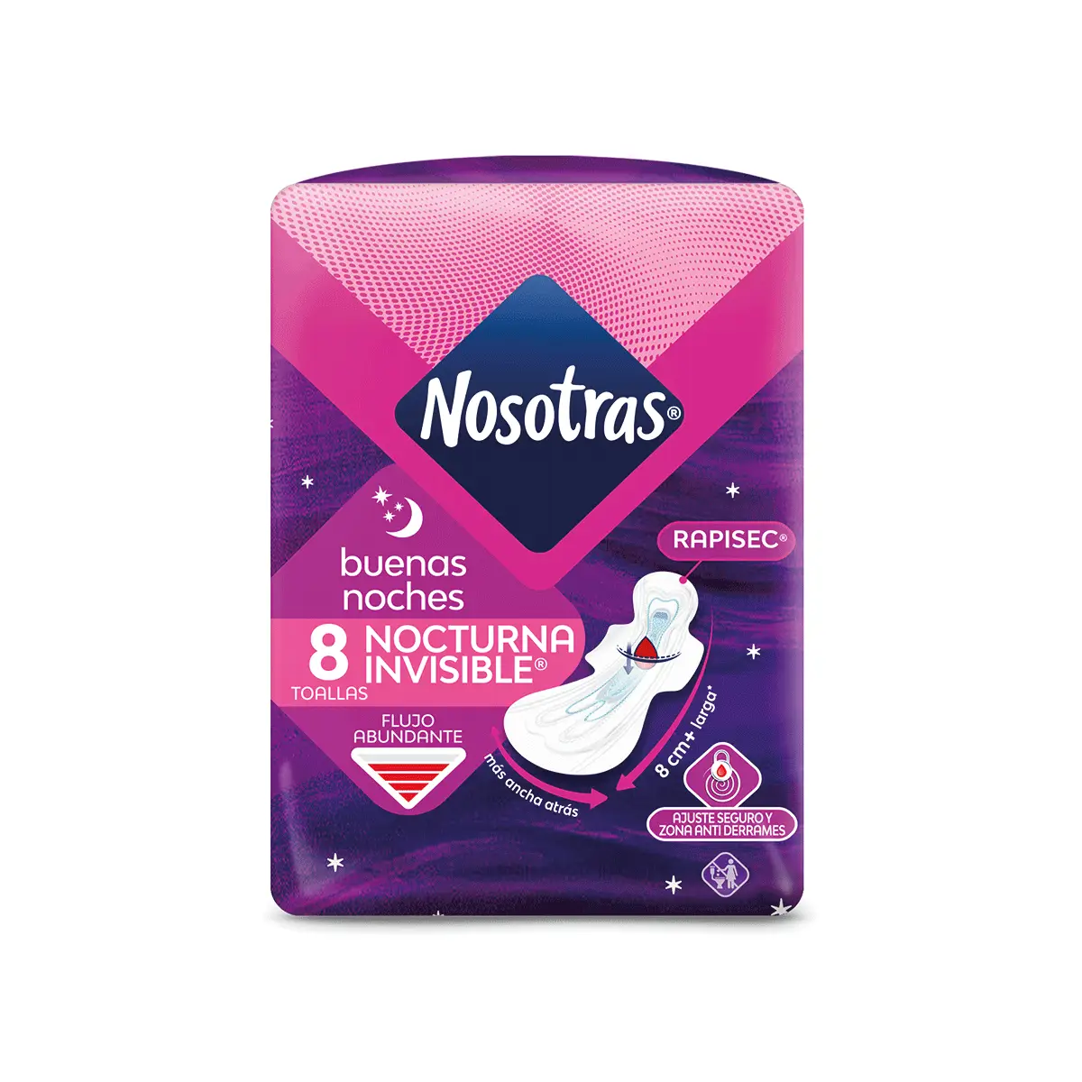NOSOTRAS TOALLAS X8U BUENAS NOCHES INVISIBLE