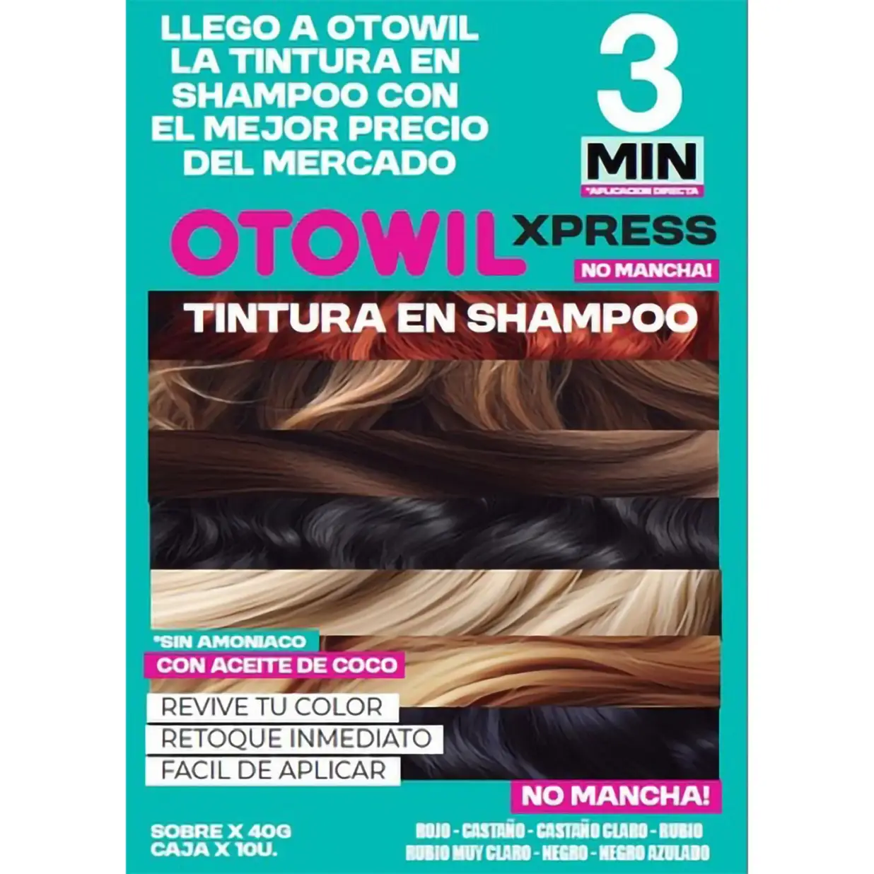 OTOWIL XPRESS TINTURA EN SHAMPOO SACHET X40 G NEGRO 