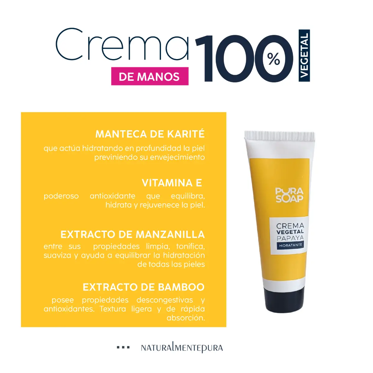 PURA SOAP CREMA PARA MANOS DE PAPAYA X40 ML.