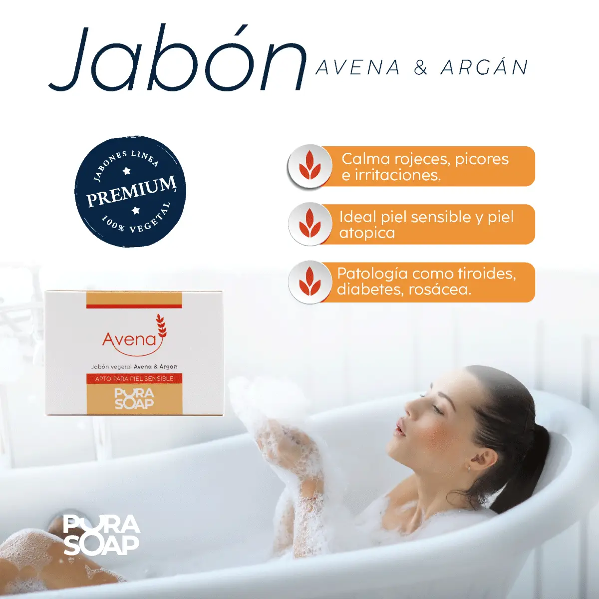 PURA SOAP JABON VEGANO AVENA ARGAN 