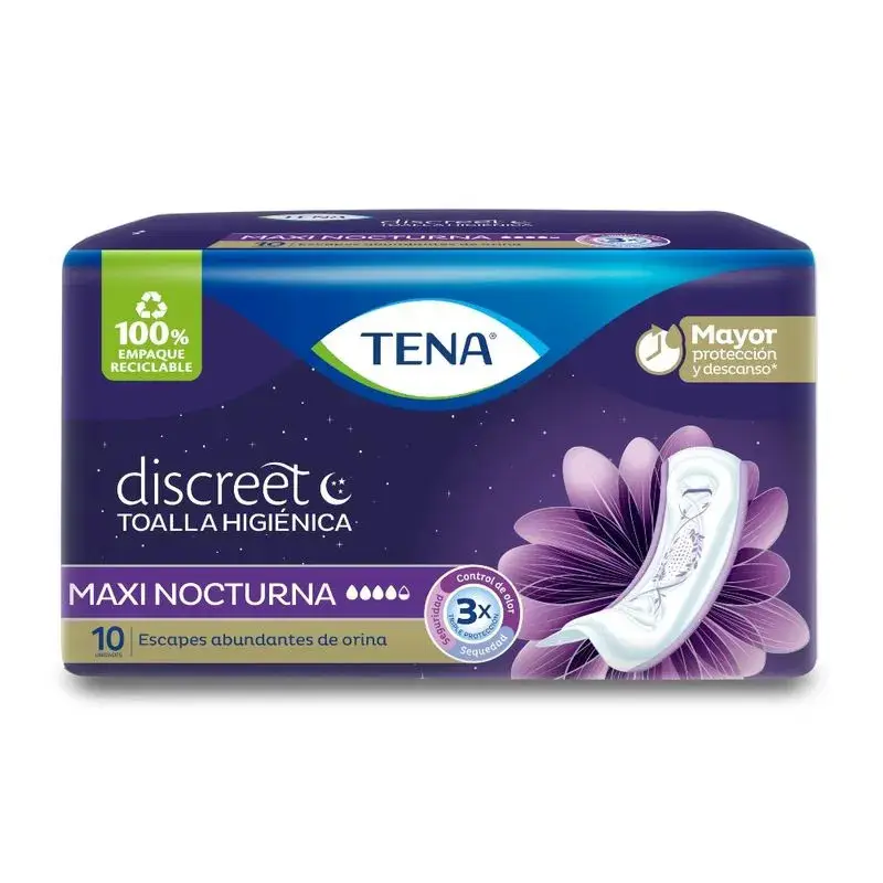 TENA DISCREET TOALLA HIGIENICA MAXI NIGHT X10U.