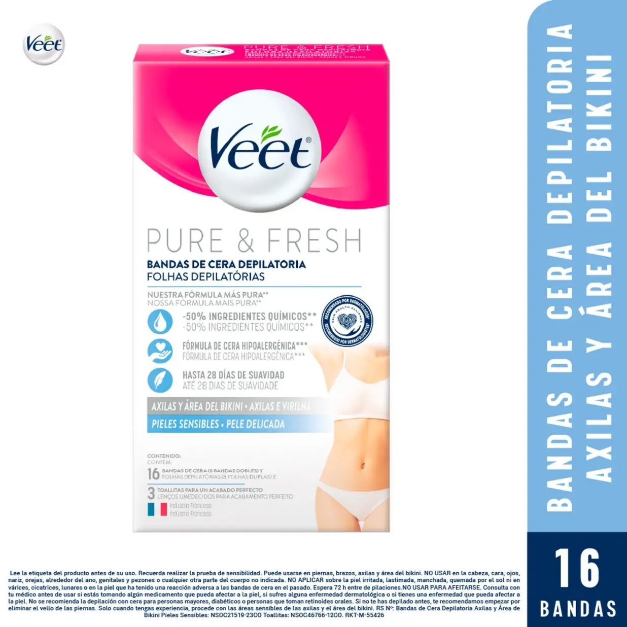 VEET BANDA DEPILATORIA CERA FRIA X16 AXILAS