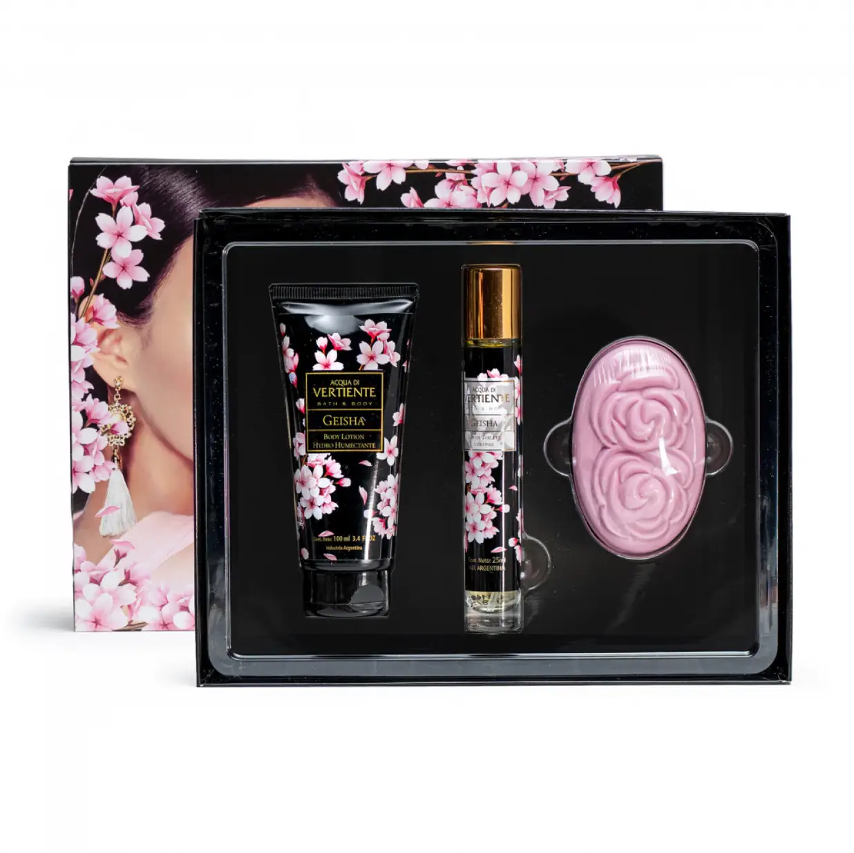 VERTIENTE ESTUCHE GEISHA PERFUME + CREMA + JABÓN