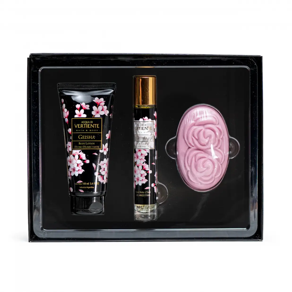 VERTIENTE ESTUCHE GEISHA PERFUME + CREMA + JABÓN