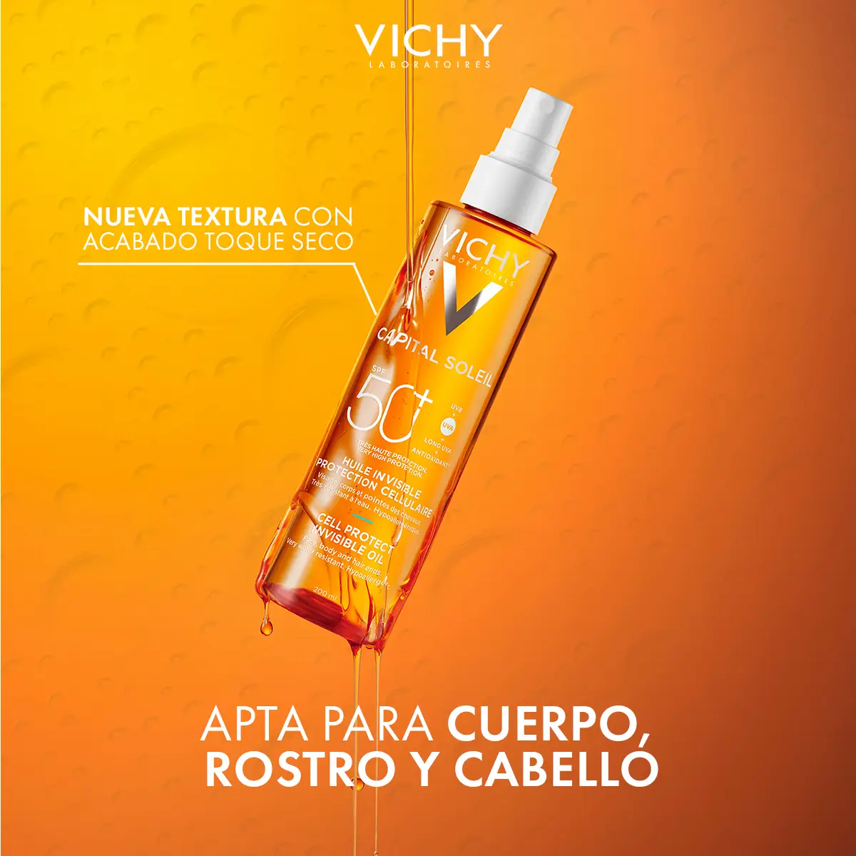 VICHY SOLAR F50 OIL INVISIBLE CELL PROTECT X200 