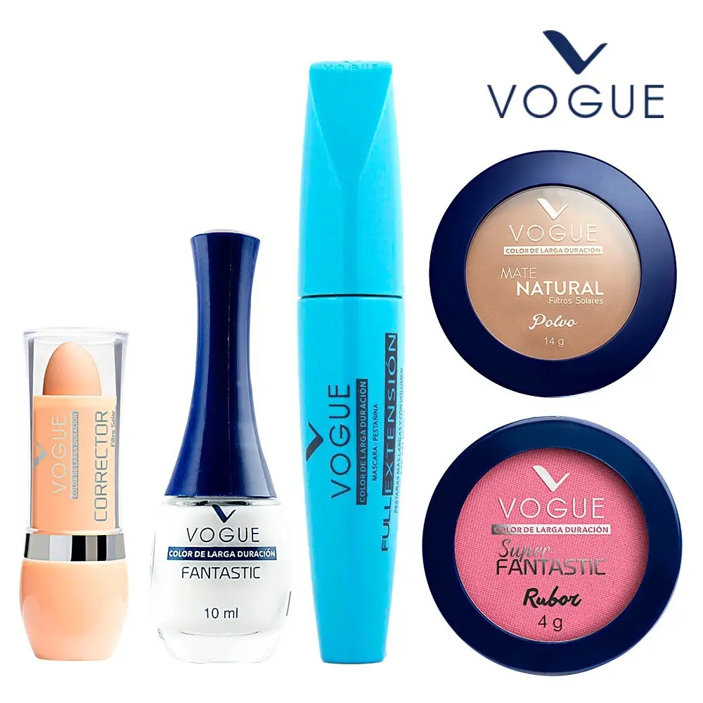 VOGUE KIT CORRECTOR + MASCARA + RUBOR + POLVO COMPACTO